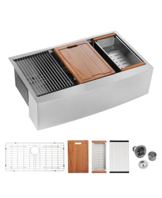 33x22x10inch Farmhouse Apron Single Bowl Kitchen Sink Stainless Steel Workstation