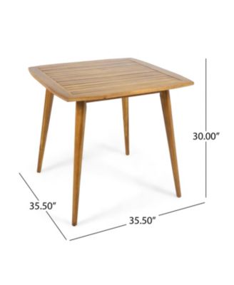 Mondawe Outdoor Square Acacia Wood Patio End Table Side Table with Tapered Legs, Mid-Century Patio Table  for 2–4 People, Beige