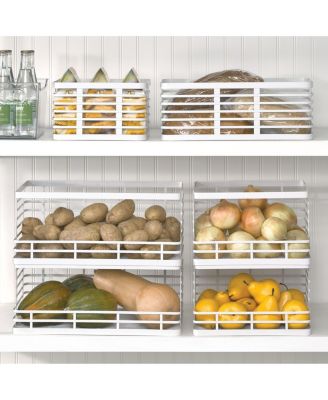 Metal Pantry Basket with Handles - Set of 2 - Matte White