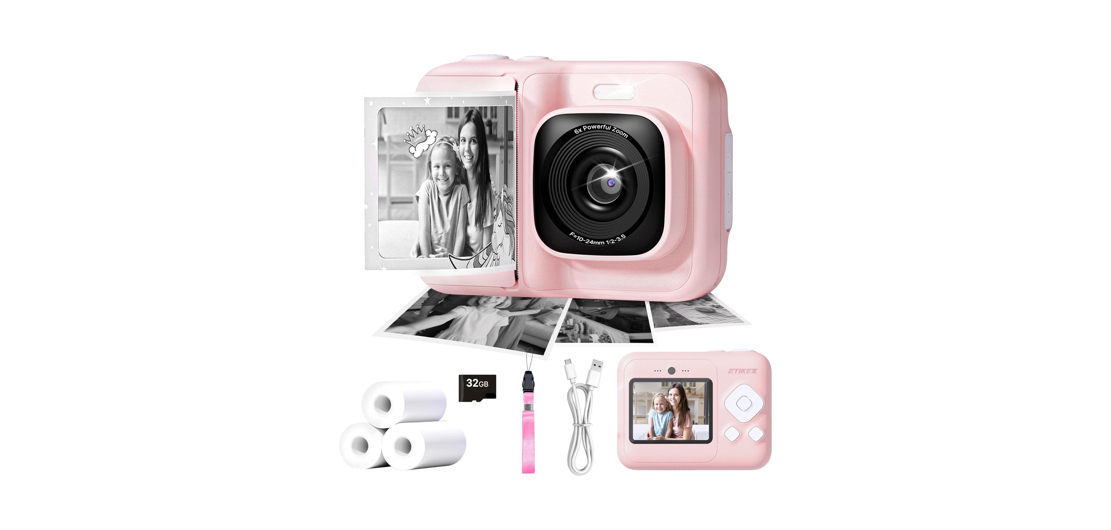 Swifint Kids Instant Print Camera, 1080P Digital Camera with 32GB Sd Card & 3 Paper Rolls. Christmas Birthday Gift for 4-10 Year Old Girls Boys, Pink