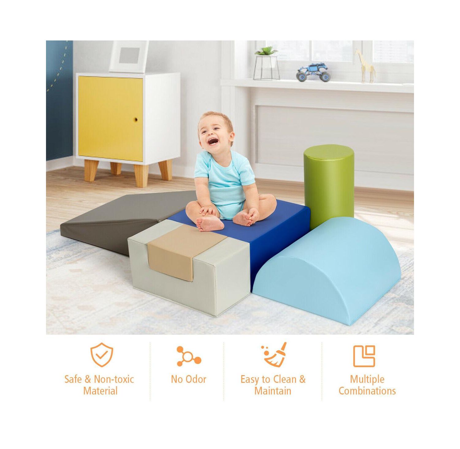 Baby & Toddler Soft Foam Indoor 6-Piece Climb Crawl Play Set