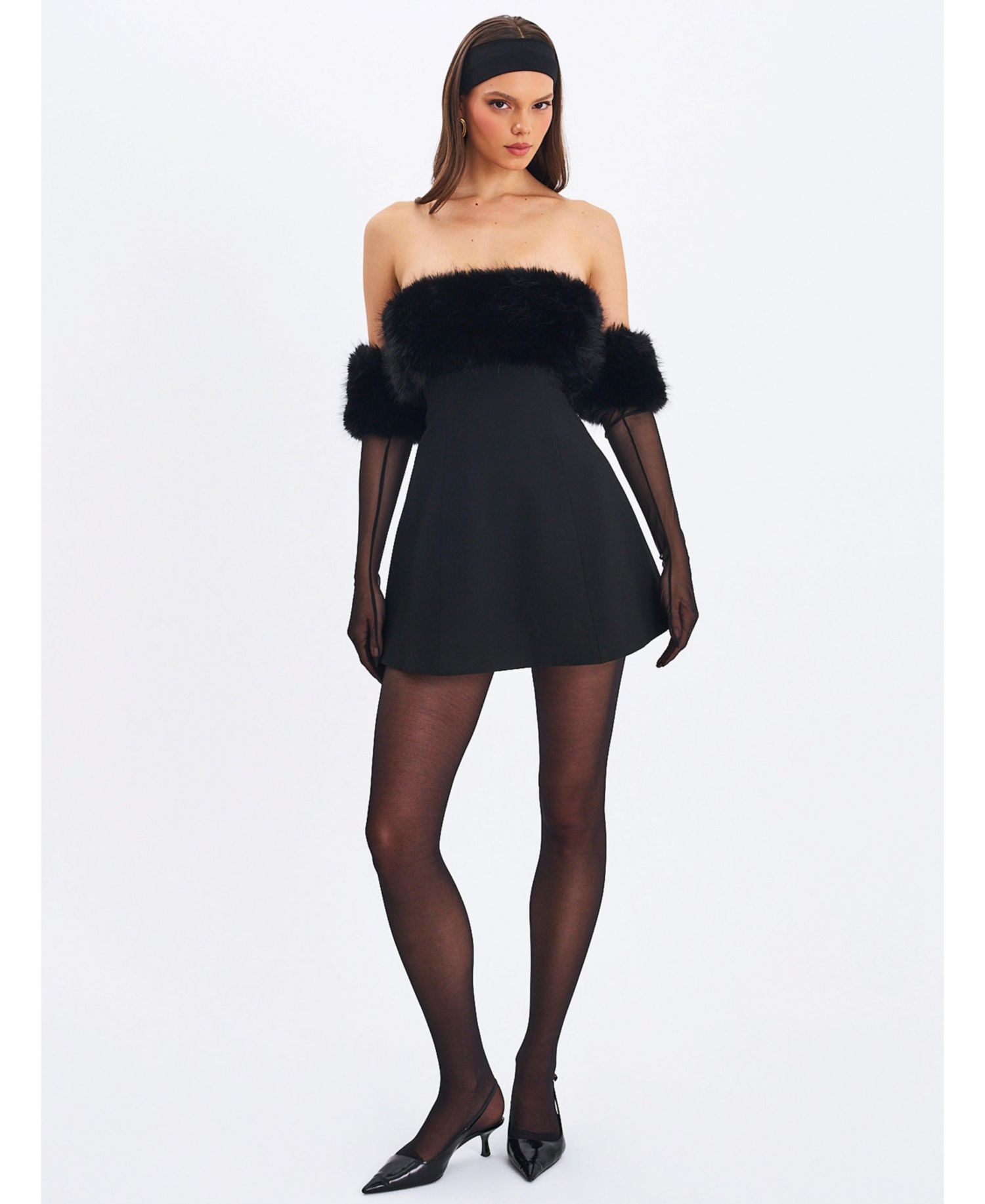 Women's Evelyn Fur-Trimmed Mini A-Line Dress