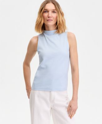 Women's High-Neck Rib-Knit Sleeveless Top
