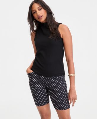 Women's High-Neck Rib-Knit Sleeveless Top