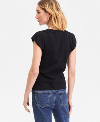 Women's Cap-Sleeve V-Neck T-Shirt