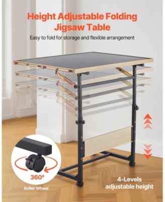 1500-Piece Puzzle Table with Legs 34"x25" Adjustable Height with Drawers