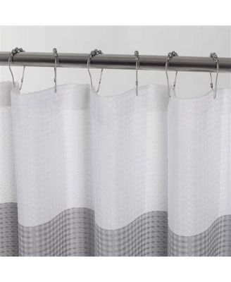72-inch Grey White Striped Luxurious Textured Polyester Fabric Shower Curtain