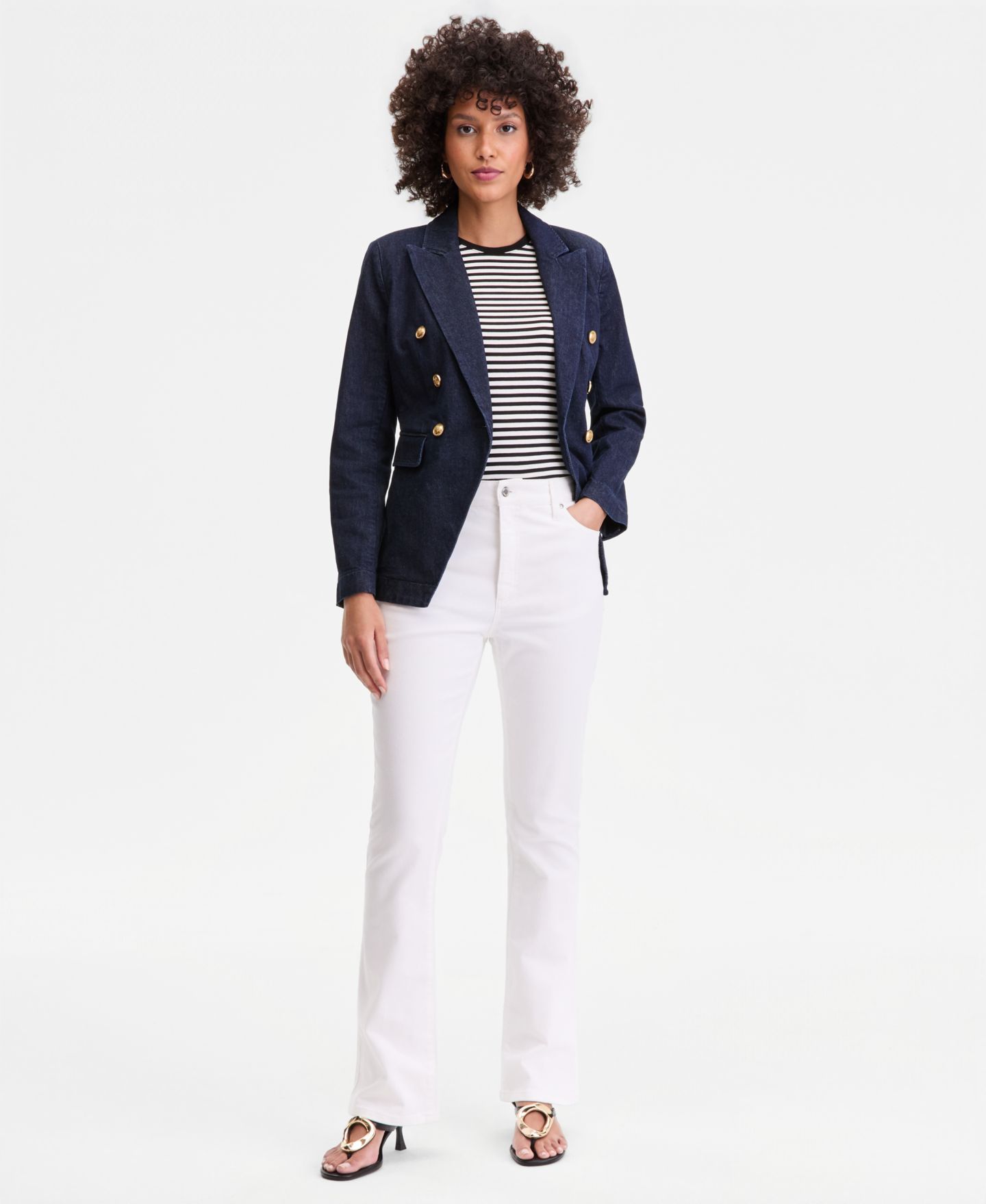 Женский пиджак I.N.C. International Concepts Double-Breasted Denim Blazer, цвет: Варёный — фото 3