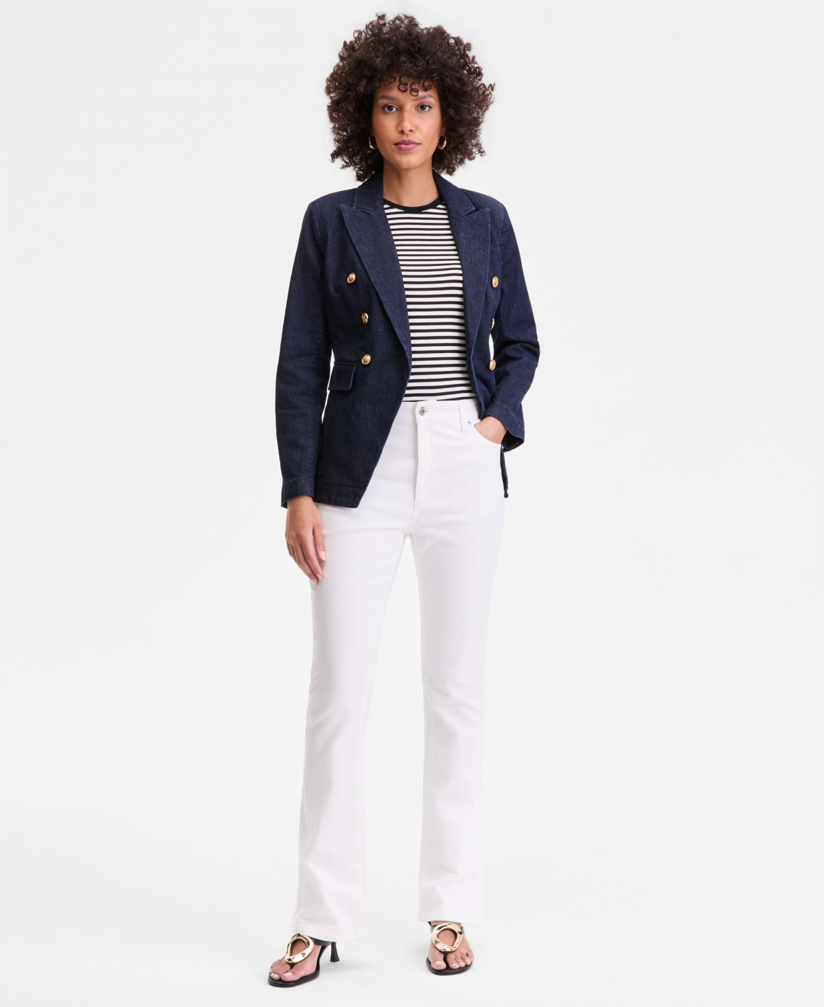 I.n.c. International Concepts Women's Double-Breasted Denim Blazer, Macy's Exclusive