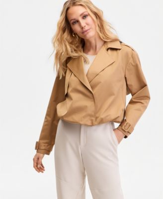 Women's Bubble-Hem Cropped Trench Jacket