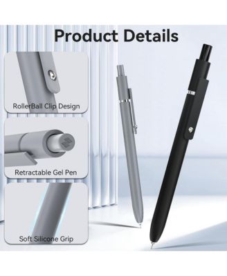 6 Pcs Gel Pens, 0.5mm Black Ink Pens with Smooth Writing, Quick Dry Aesthetic Pens for Journaling and Note Taking (Black/Gray/White)