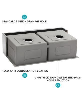 33x21x10inch Double Bowl Farmhouse Sink Stainless Steel 16 Gauge Apron Front Kitchen Sink