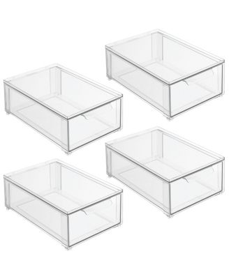 Stackable Pull-Out Sliding Storage Drawer - Set of 4 - Clear