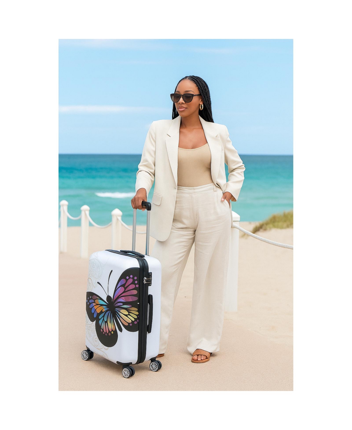 World Traveler Butterfly 26-Inch Hardside Medium Checked Expandable Spinner Luggage