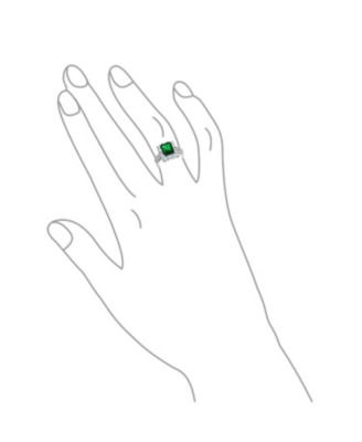 Classic Halo 5CT Cubic Zirconia Emerald Cut Green CZ Art Deco Statement Ring