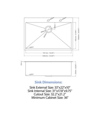 33x22x10inch Drop in Kitchen Sink with Pull Out Faucet 16 Gauge Stainless Steel Single Bowl