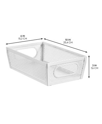 Perforated Metal Storage Bin with Handles - Set of 2 - Matte White