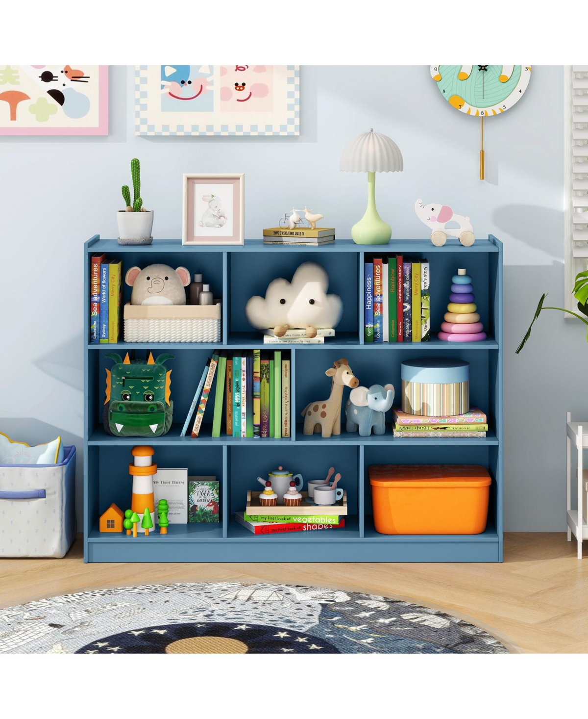 Slickblue Contemporary 3-Tier Open Cube Bookcase with 8 Compartments