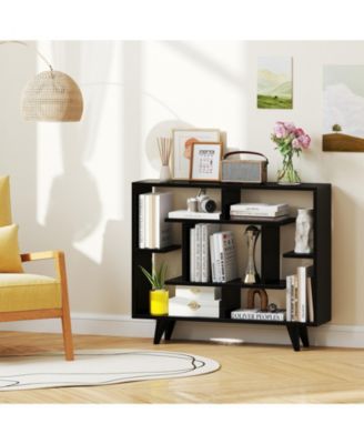 Geometric Bookcase with Anti-Tipping Kit and Storage Shelving