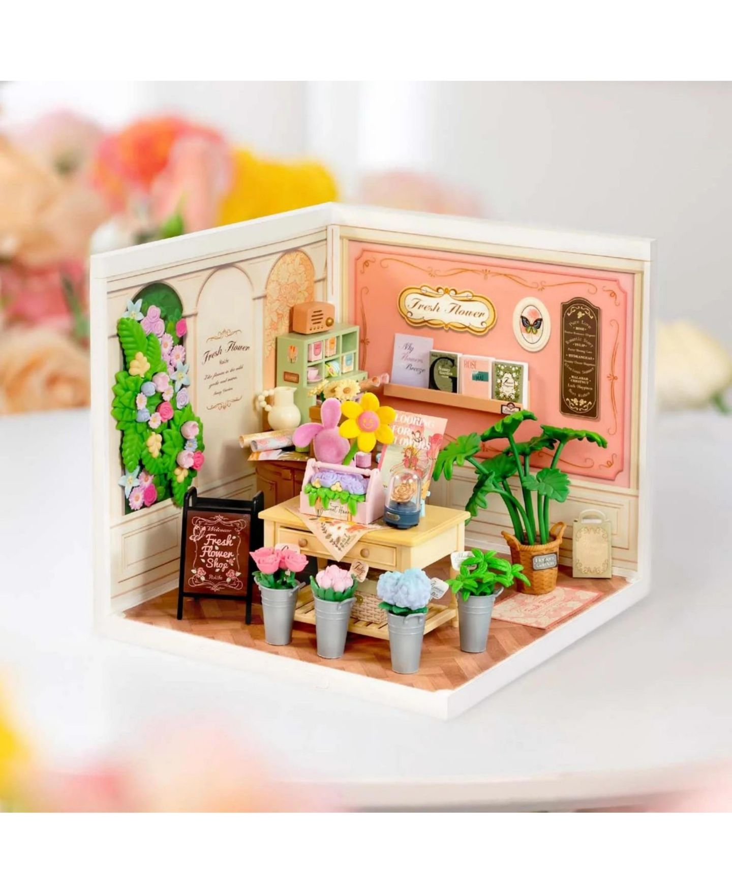 Детский конструктор Robotime Fresh Flower Shop 150+ Piece 3D Wooden Puzzle Building Set, Ages 14+ — фото 3