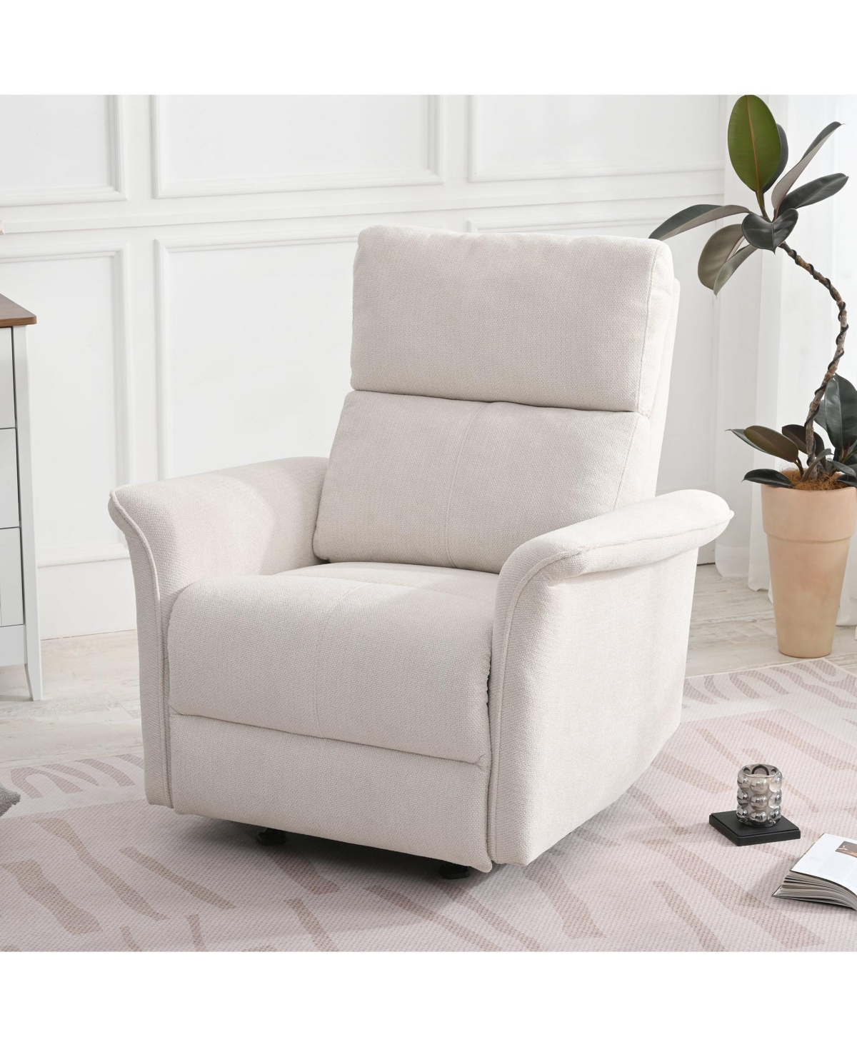 Manual Rocker Recliner Chair for Adults,Manual Rocking Glider Recliner for Living Room， Bedroom,Wide Armrests(Gray)