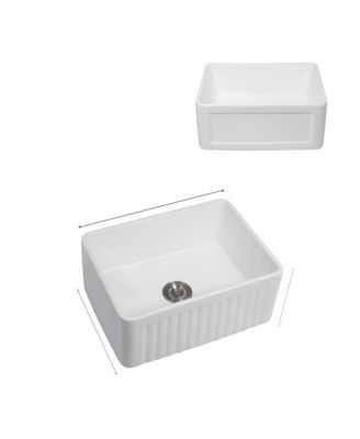 huluwat 24x18x10inch White Farmhouse Sink Ceramic Single Bowl Reversible Apron Front Laundry