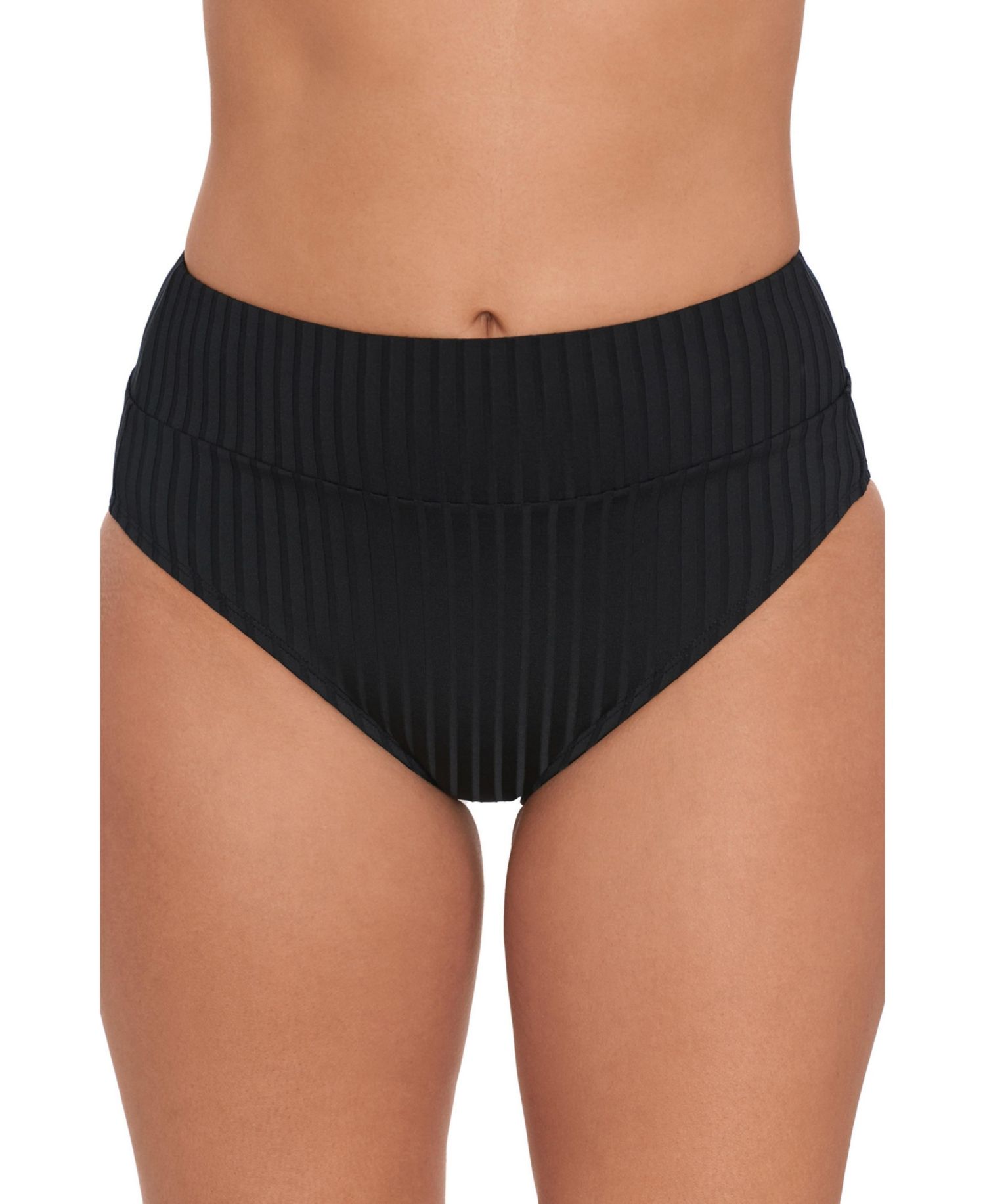 Women's Smoothing and Sculpting Ribbed Banded High-Waist Swimsuit Bikini Bottoms