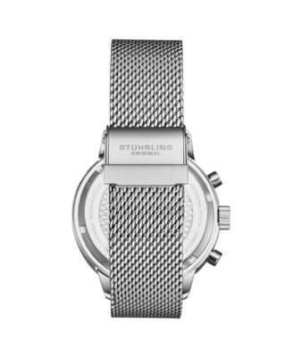 Chronoport 4082 Men s Quartz Chronograph Watch, 44mm Stainless Steel Mesh Bracelet