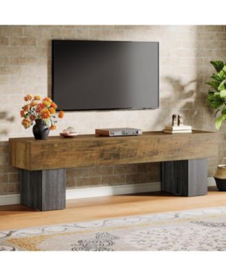 63" TV Stand, Farmhouse Entertainment Center, Low TV Console Table, Long Media Console Television Stands for 55/60/65 Inches TV