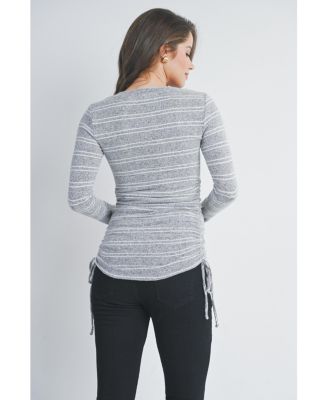 Maternity Striped Side Long Ruched Top