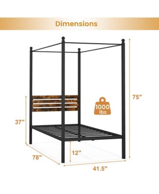  4-Post Canopy Bed Frame Rustproof Metal Noise-free with Foot Pads