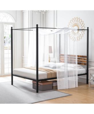  4-Post Canopy Bed Frame Rustproof Metal Noise-free with Foot Pads