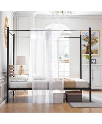  4-Post Canopy Bed Frame Rustproof Metal Noise-free with Foot Pads