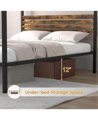  4-Post Canopy Bed Frame Rustproof Metal Noise-free with Foot Pads