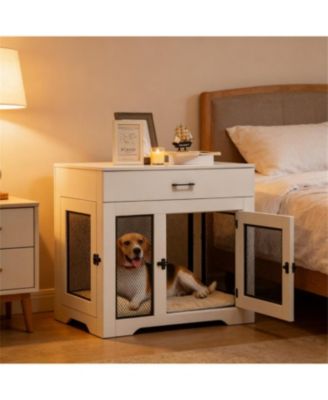 Dog Crate with 2 Doors in Cream White