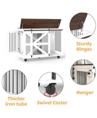 Dog Crate with Flip-Top Feeding Door, Dual-Access in White