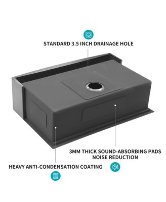 huluwat 27x21x10inch Gunmetal Black Farmhouse Kitchen Sink Stainless Steel Apron Front 16 Gauge