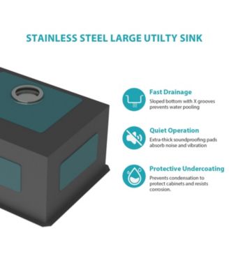 huluwat 24x18x12 Inch Undermount Gunmetal Black Laundry Utility Sink 16 Gauge T304 Stainless Steel Deep Single Bowl