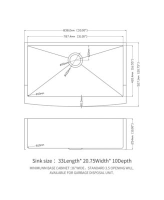 33x21x10inch Brushed Nickel Farmhouse Kitchen Sink Stainless Steel Apron Front 16 Gauge