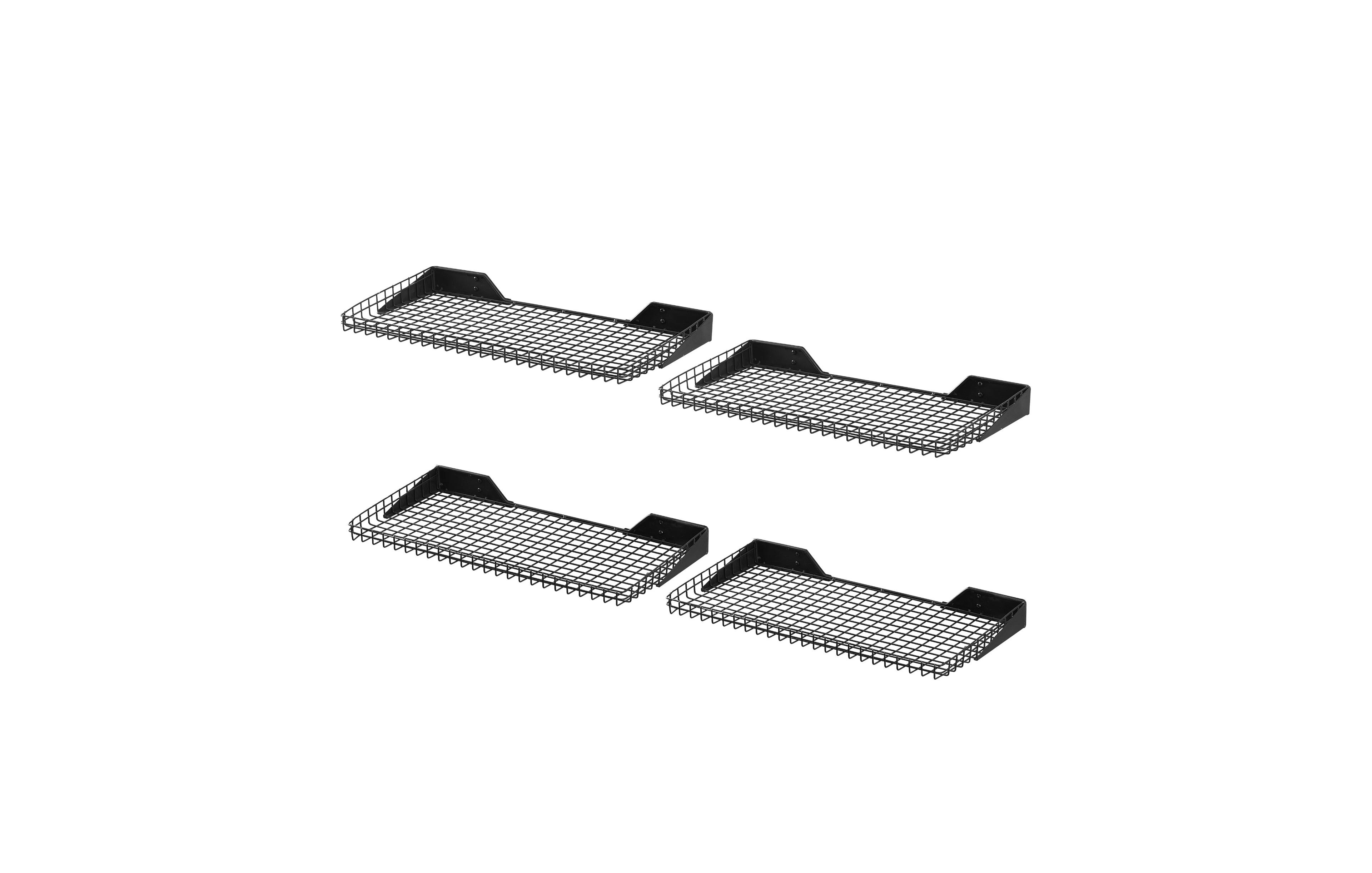 Lugo Garage Wall Shelves 24"x12", Black, 4 Pack