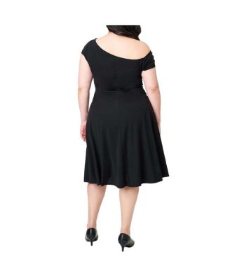 Plus Size Asymmetrical Neck Swing Dress