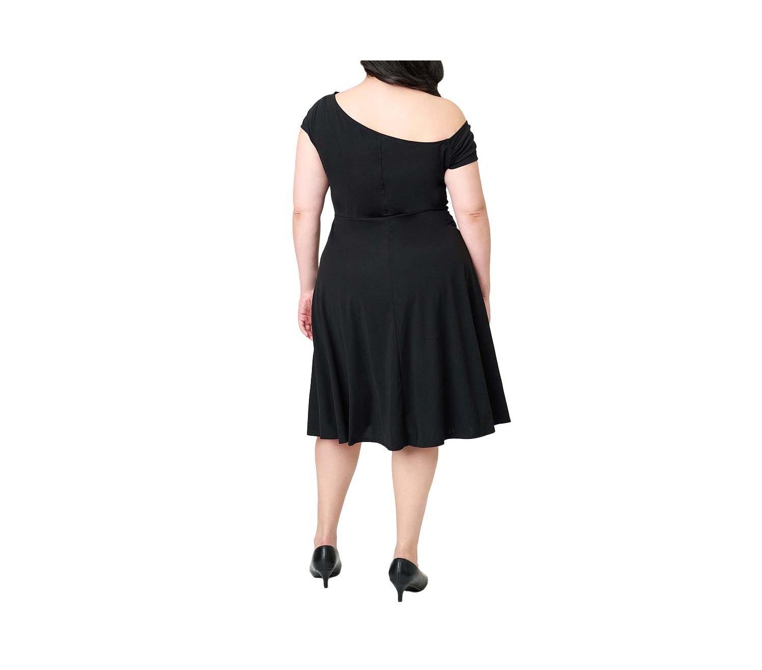 Plus Size Asymmetrical Neck Swing Dress