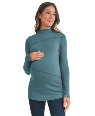 Maternity Mock Neck Long Sleeeve Ribbed Top