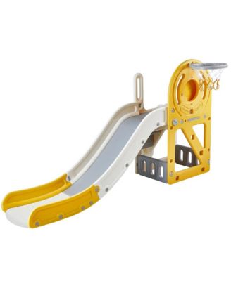 Toddler Slide, Kid Slide for Toddlers with Climbable Ladders & Bus Playhouse, Indoor Outdoor Slide Playset for Kids