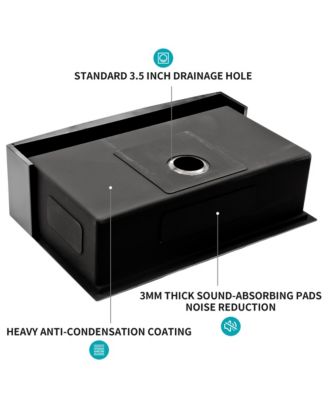 33x21x10inch Gunmetal Black Farmhouse Kitchen Sink Stainless Steel Apron Front 16 Gauge