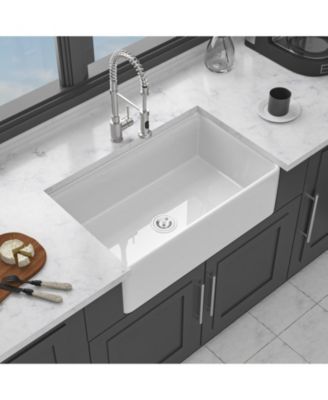 33x20x10inch White Porcelain Ceramic Single Bowl Workstation Kitchen Sink with Full Accessories