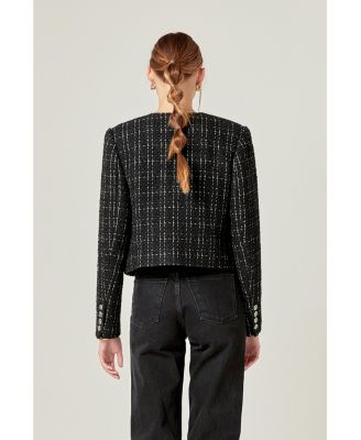 Women's Black and White Tweed Jacket
