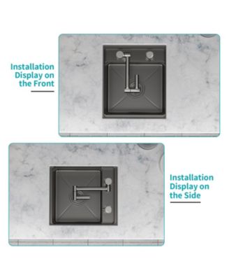 15x17x9inch Undermount Bar Sink with Folding Faucet Single Bowl 16 Gauge Gunmetal Black