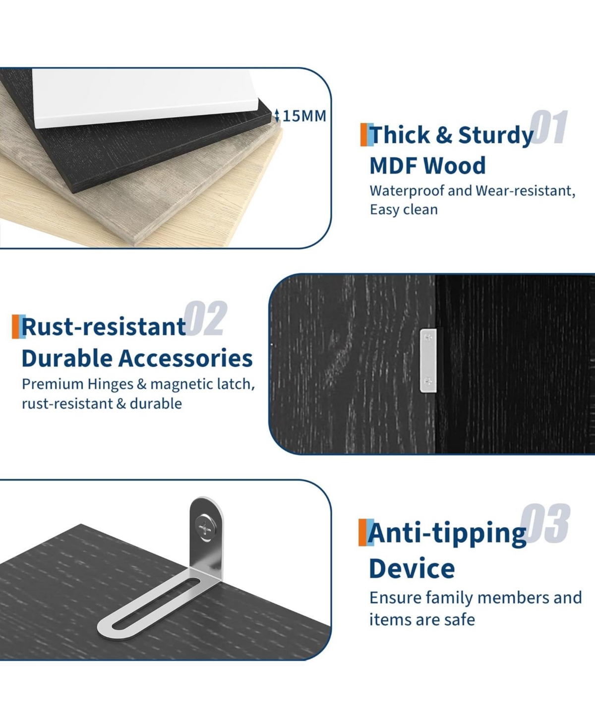 gaomon 71″ Tall Bookshelf with Fluted Doors (5 tier, adjustable shelf, mid century modern style)