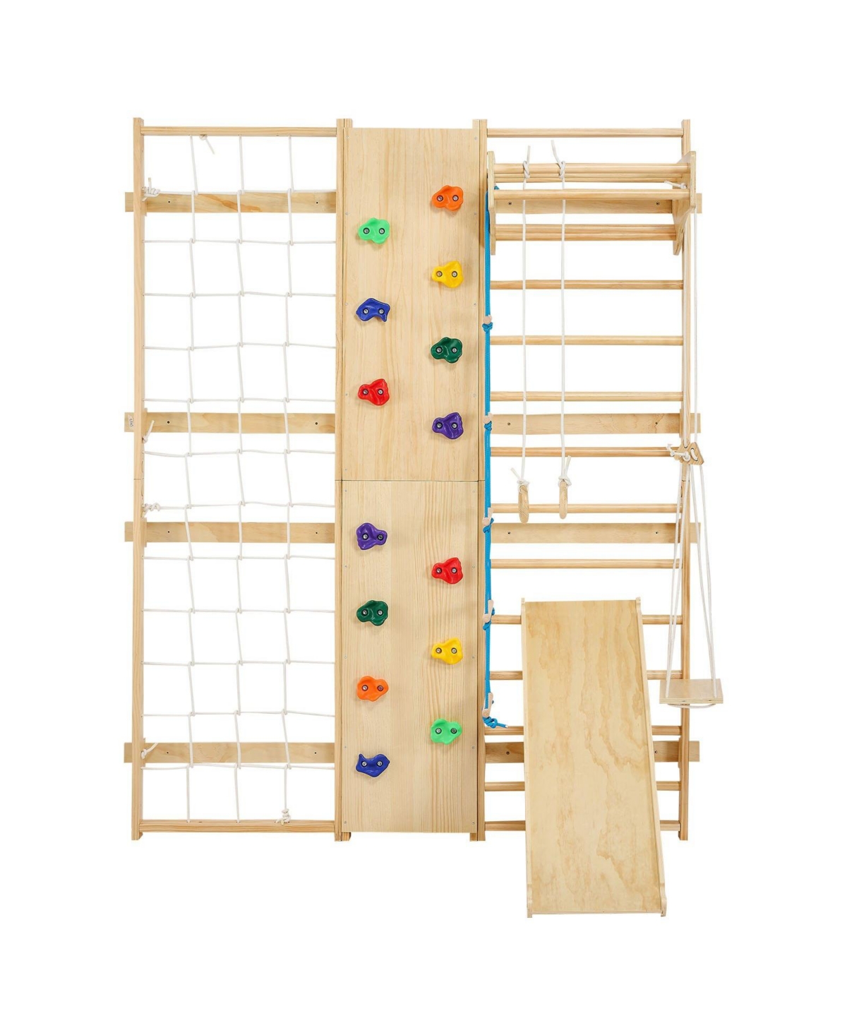 Swedish Ladder Wall Gym with 9-in-1 Solid Wood Stall Bars